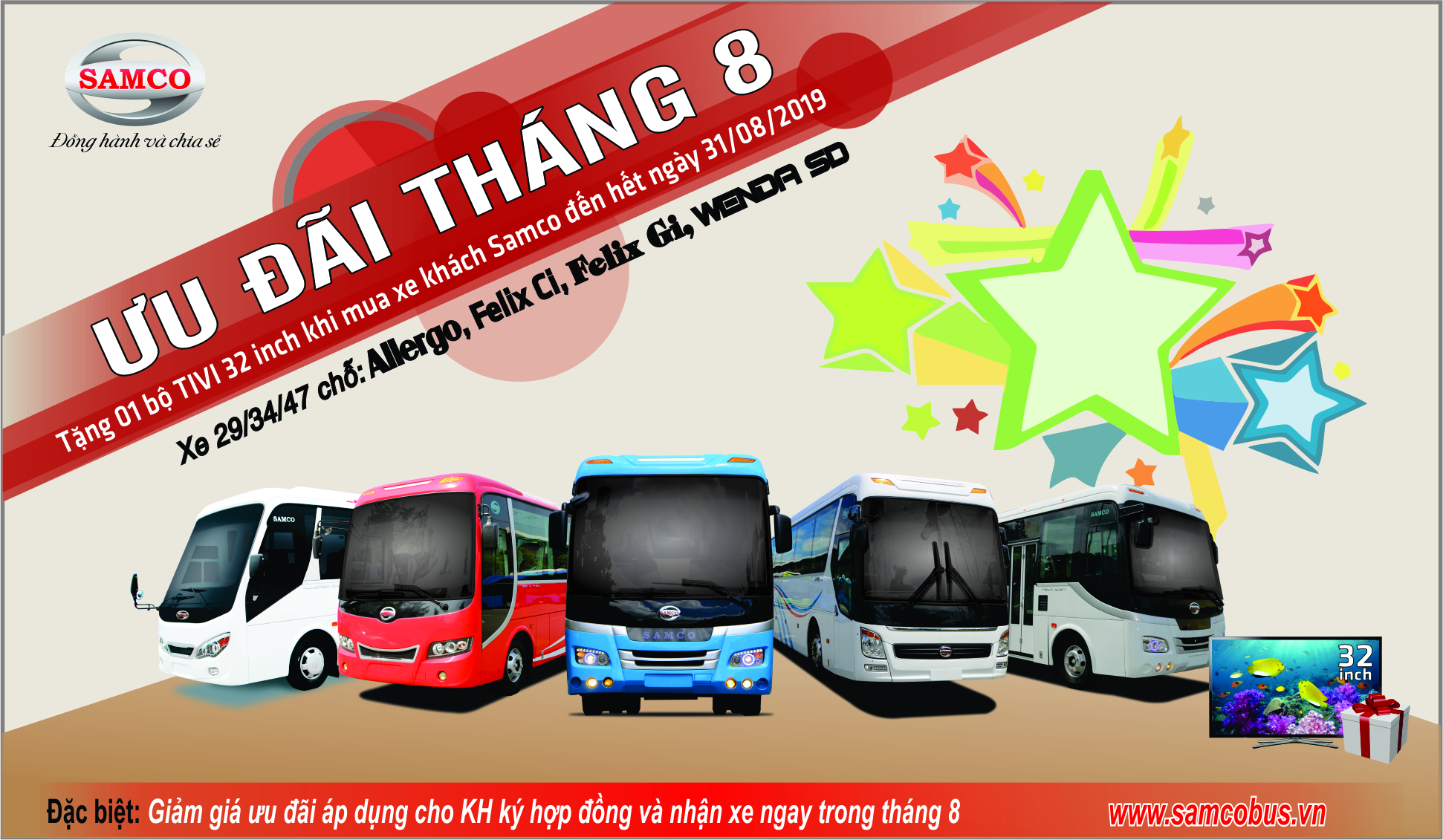 (HOT) TƯNG BỪNG KHUYẾN MÃI XE SAMCO - ƯU ĐÃI KHỦNG THÁNG 8