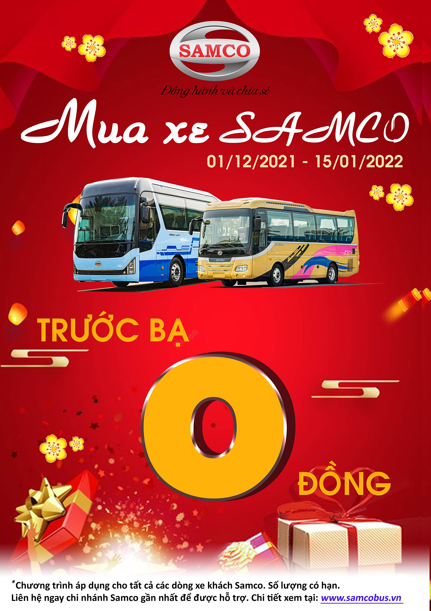 Khuyến mãi trước bạ không đồng cho xe khách Samco